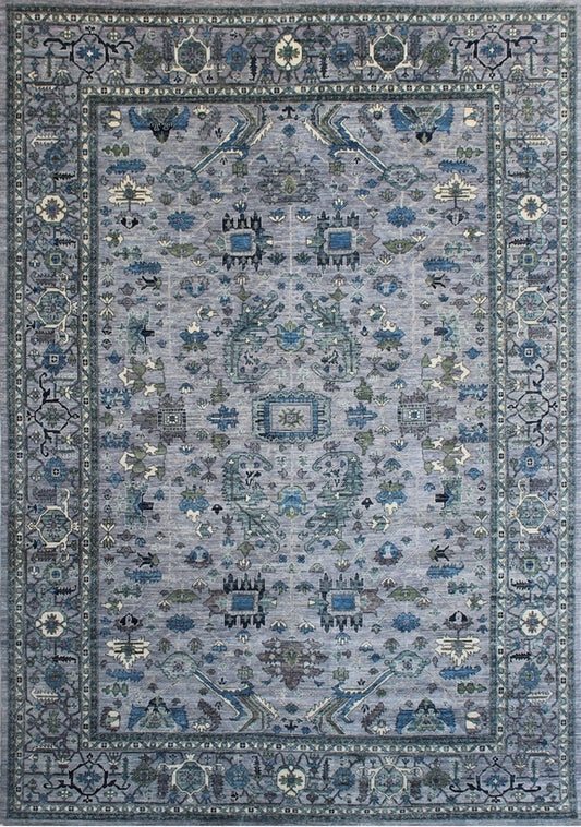 Elegant Classic Blue and Gray Woolen Rug 93SK247 - 10 X 14