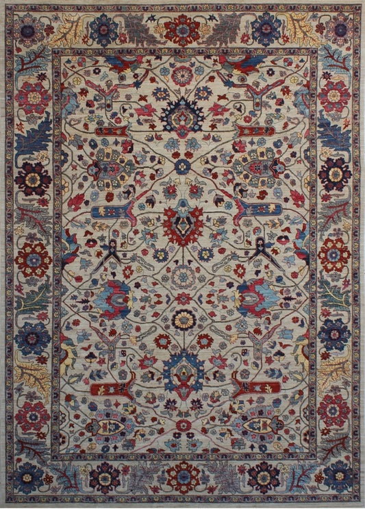 Timeless Elegance: Traditional Floral Wool Rug 93SK43 - 10 X 14