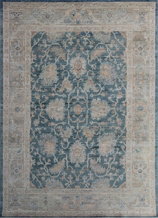 Elegant Teal Oushak Woolen Rug 93SK499 - 6 X 7