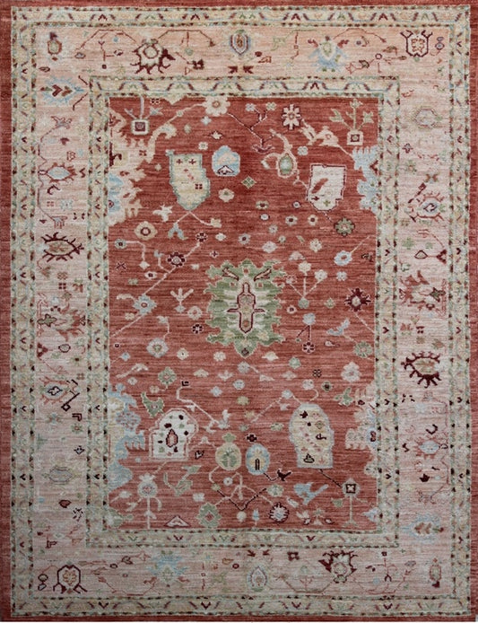 Elegant Oushak Woolen Rug - Timeless Sophistication 93SK514 - 6 X 7