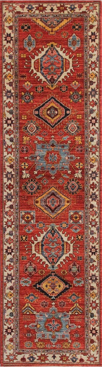 Exquisite Handwoven Woolen Rug with Vibrant Hues 93SK782 - 3 X 10