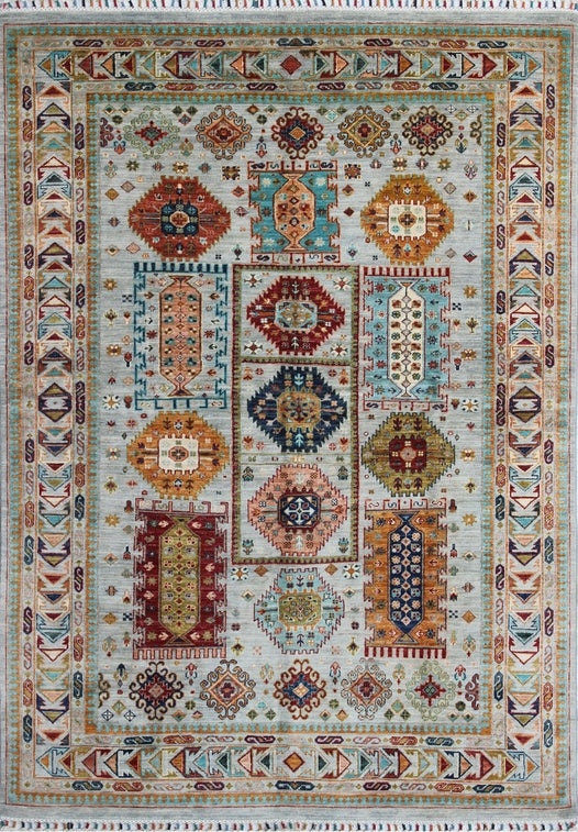 Elegant Harmony: Handcrafted Traditional Woolen Rug 94SK207 - 6 X 8