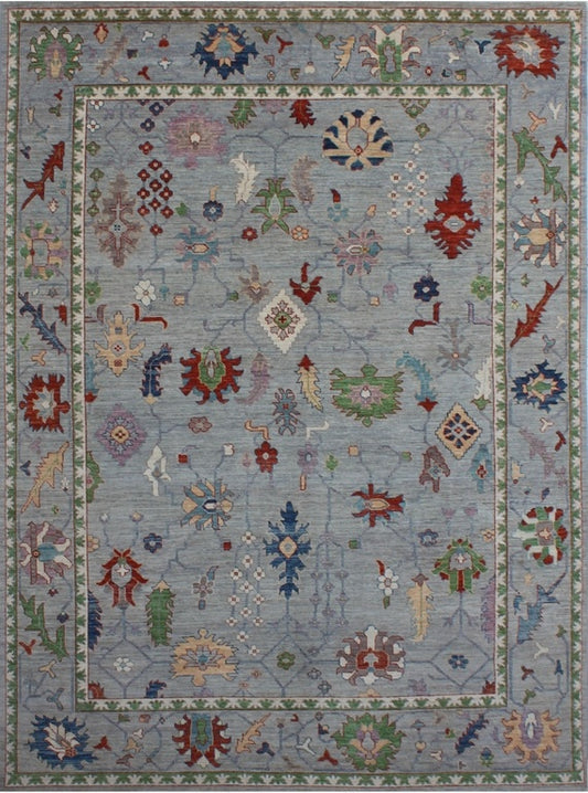 Exquisite Oushak Wool Rug with Intricate Motifs 94SK433 - 9 X 12