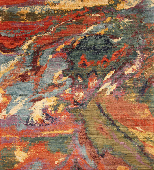 Enchanted Radiance: Abstract Woolen Rug 94SK654 - 9 X 10