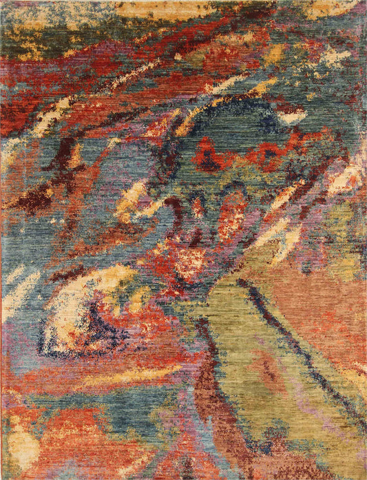 Vibrant Abstract Woolen Masterpiece Rug 94SK658 - 6 X 8