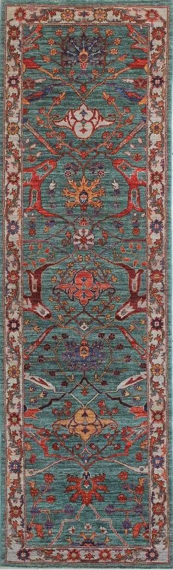 Elegant Teal Woolen Rug with Intricate Traditional Design 98SK254 - 3 X 10