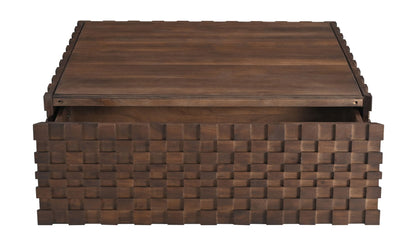 42" Brown Acacia Storage Coffee Table