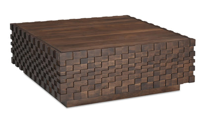 42" Brown Acacia Storage Coffee Table