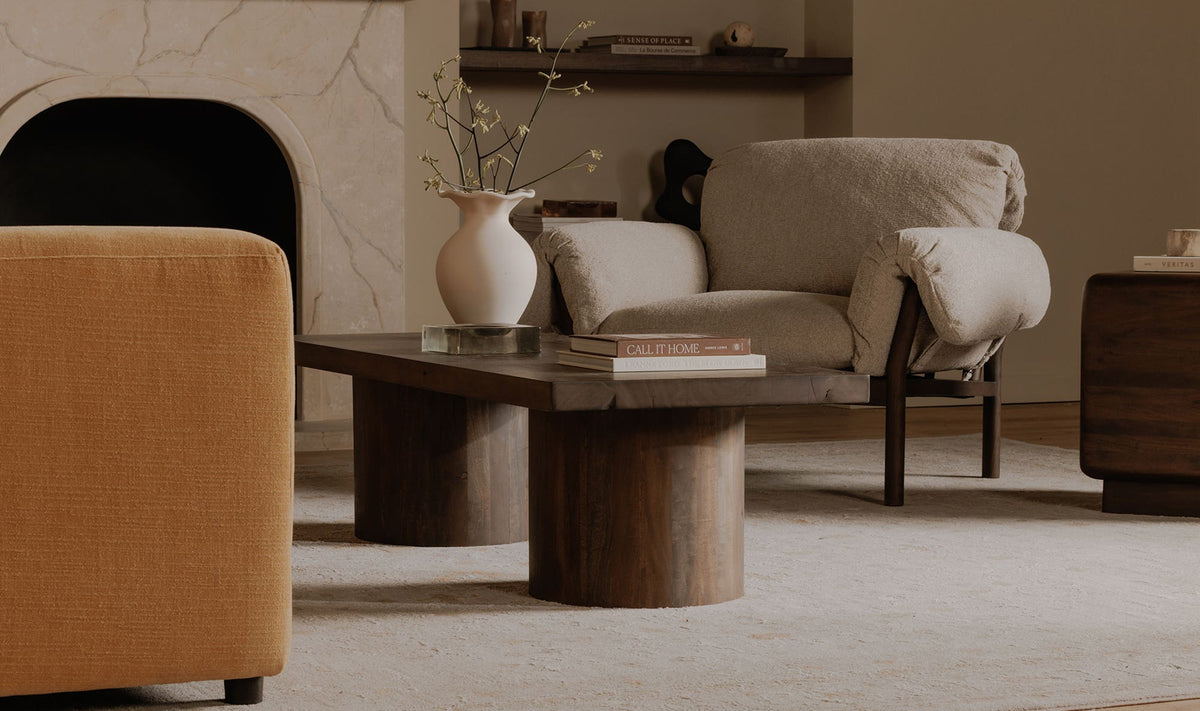 60" Warm Brown Mango Wood Coffee Table
