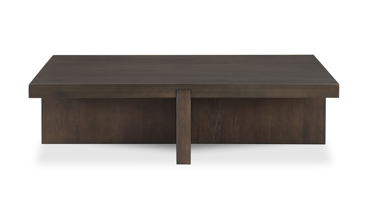 50" Dark Brown Solid Oak Coffee Table