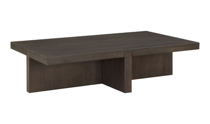 50" Dark Brown Solid Oak Coffee Table