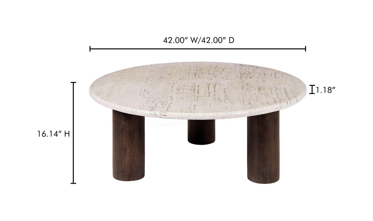 42" Beige Travertine Coffee Table