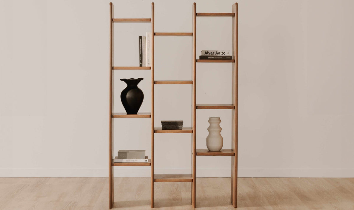 43.31" Brown Acacia Bookcase