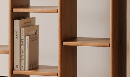 43.31" Brown Acacia Bookcase
