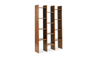 43.31" Brown Acacia Bookcase