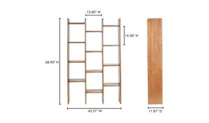 43.31" Brown Acacia Bookcase
