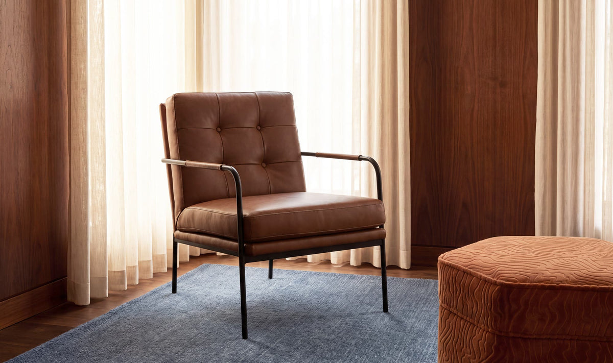 23.62" Brown Leather Accent Chair