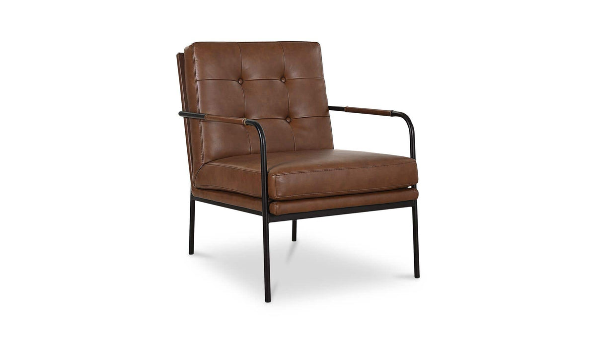 23.62" Brown Leather Accent Chair
