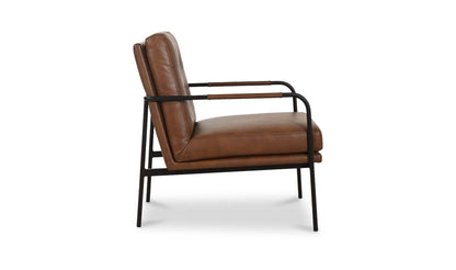 23.62" Brown Leather Accent Chair