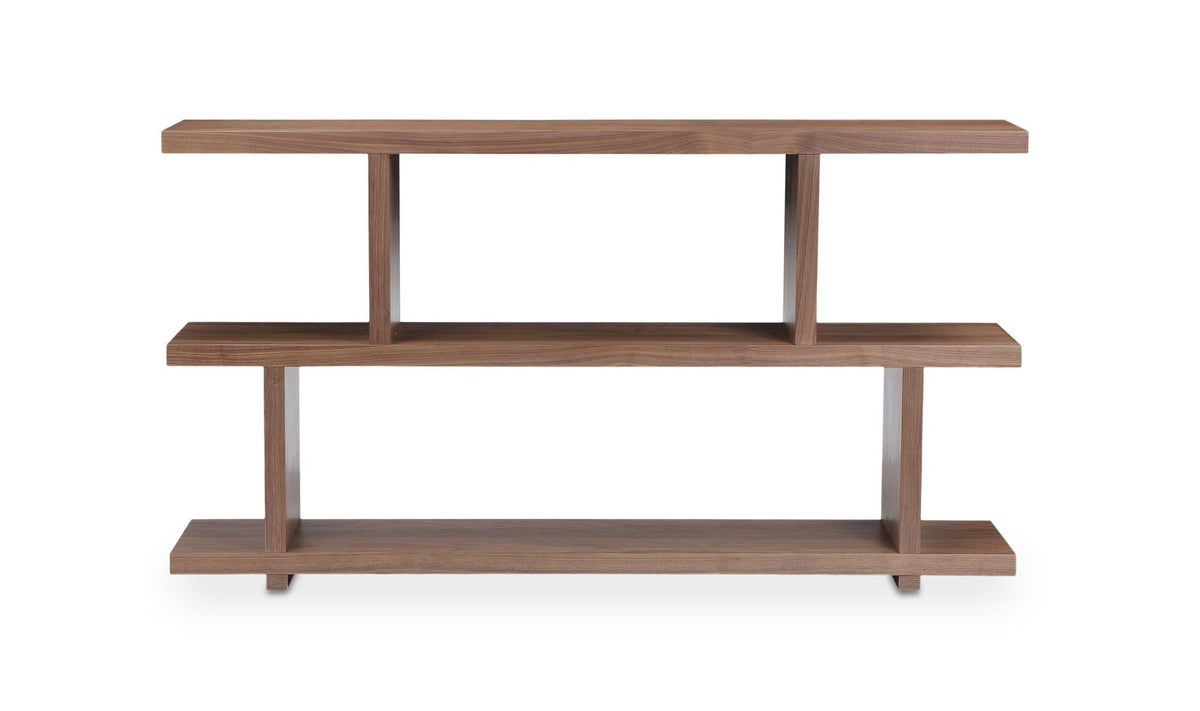 63" Brown Walnut Small Shelving Unit