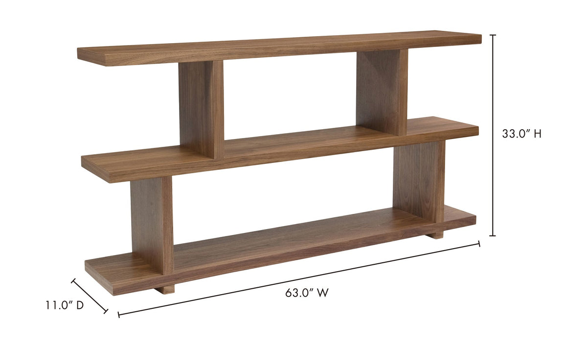 63" Brown Walnut Small Shelving Unit