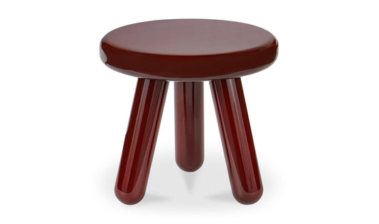 19" Deep Red Lacquer Rubberwood Side Table