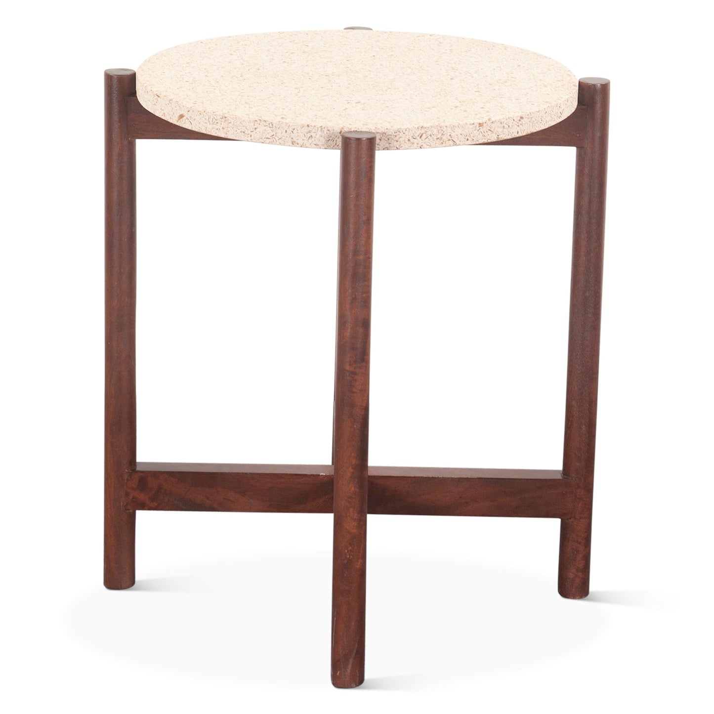 18" Cement and Mango Wood Side Table