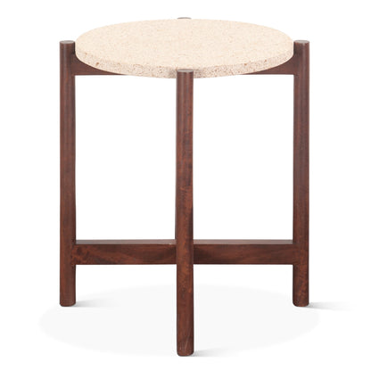 18" Cement and Mango Wood Side Table