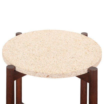 18" Cement and Mango Wood Side Table