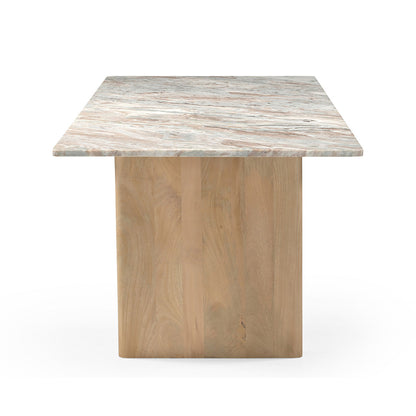 76" Toronto Marble and Light Mango Dining Table
