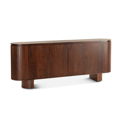 79" Aged Mahogany Fluted Wood Sideboard