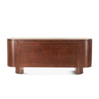 79" Aged Mahogany Fluted Wood Sideboard