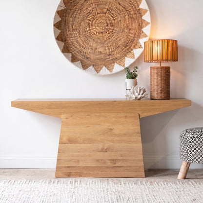 68" Natural Oak Wood Console Table