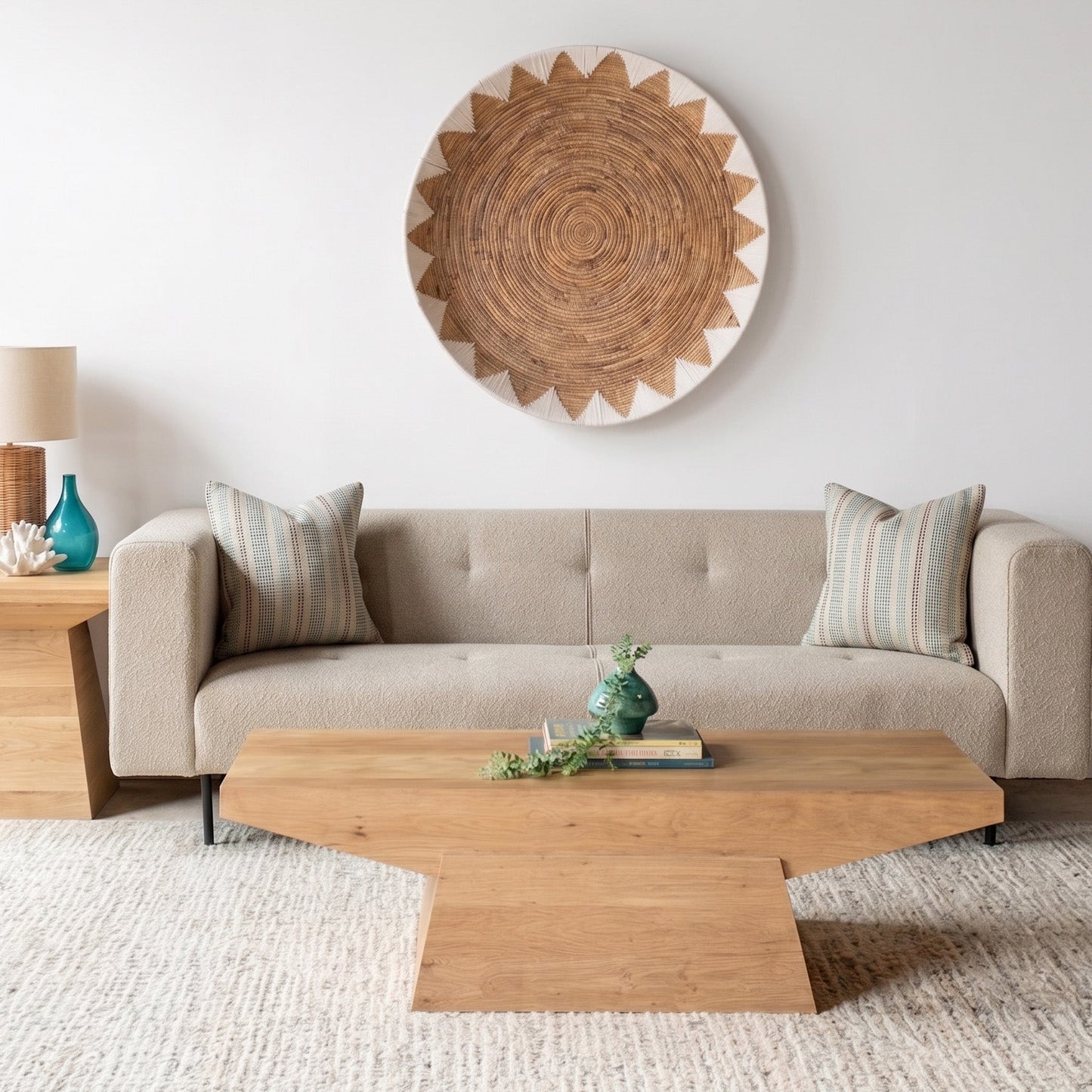 58" Natural Oak Wood Coffee Table