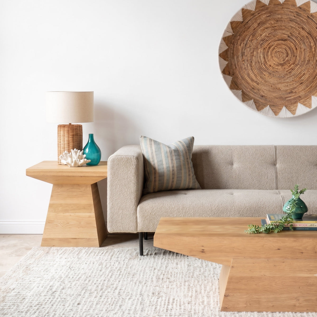 24" Natural Oak Wood Side Table