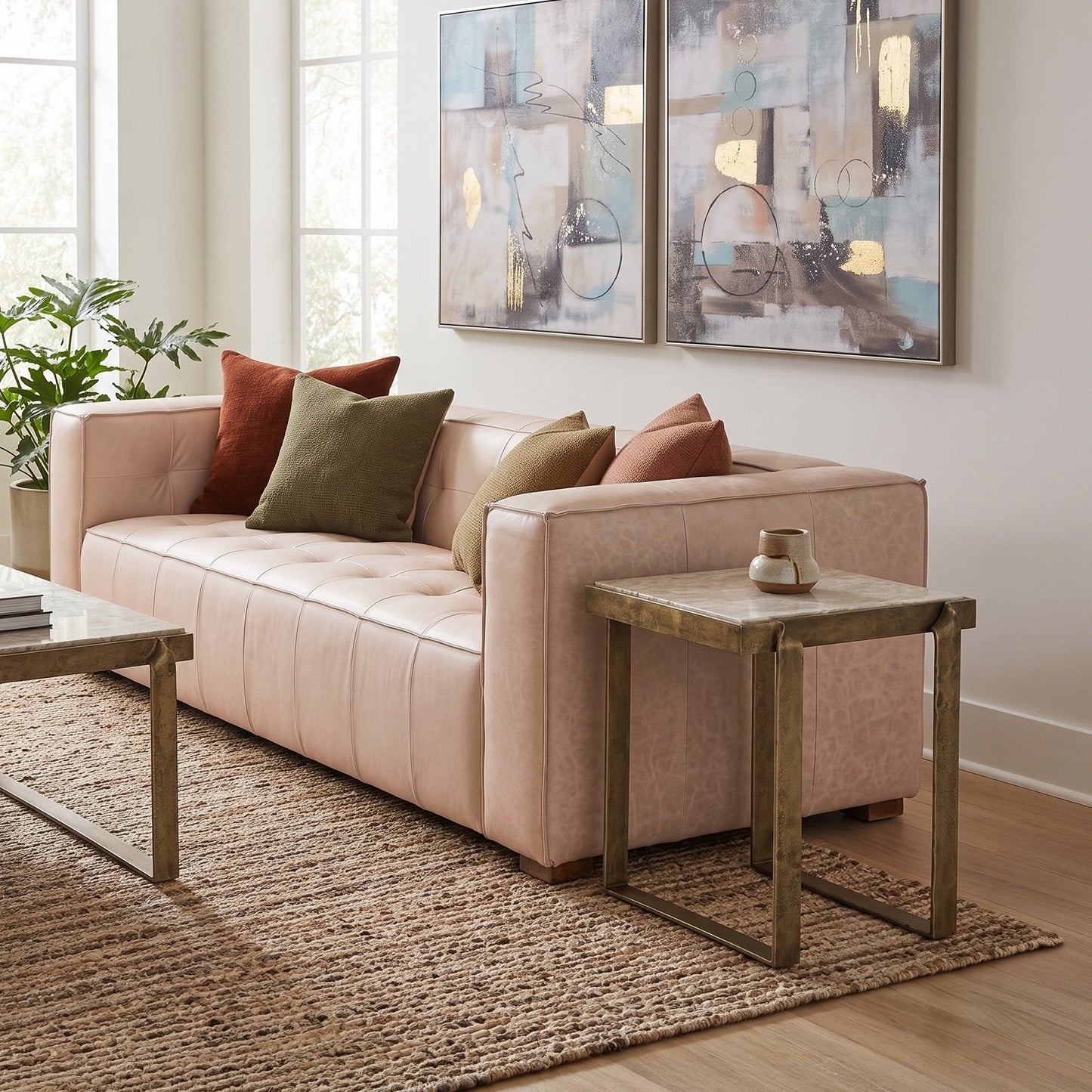 18" Capri Beige Marble Side Table