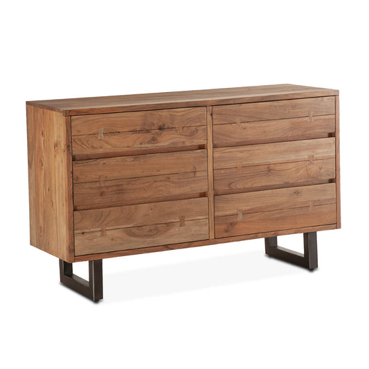 58" Smoked Acacia Wood Dresser