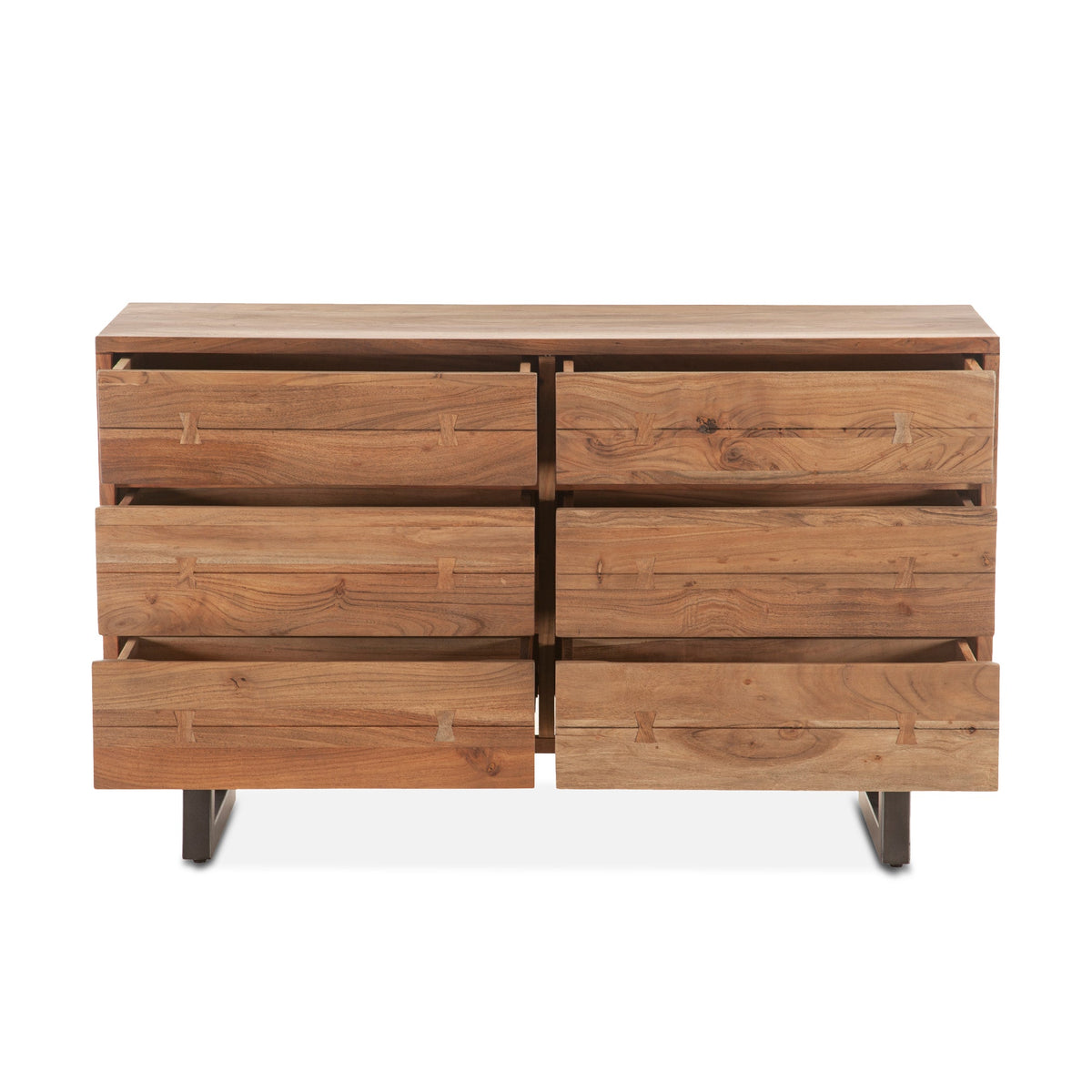 58" Smoked Acacia Wood Dresser