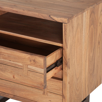24" Smoked Acacia Wood Nightstand