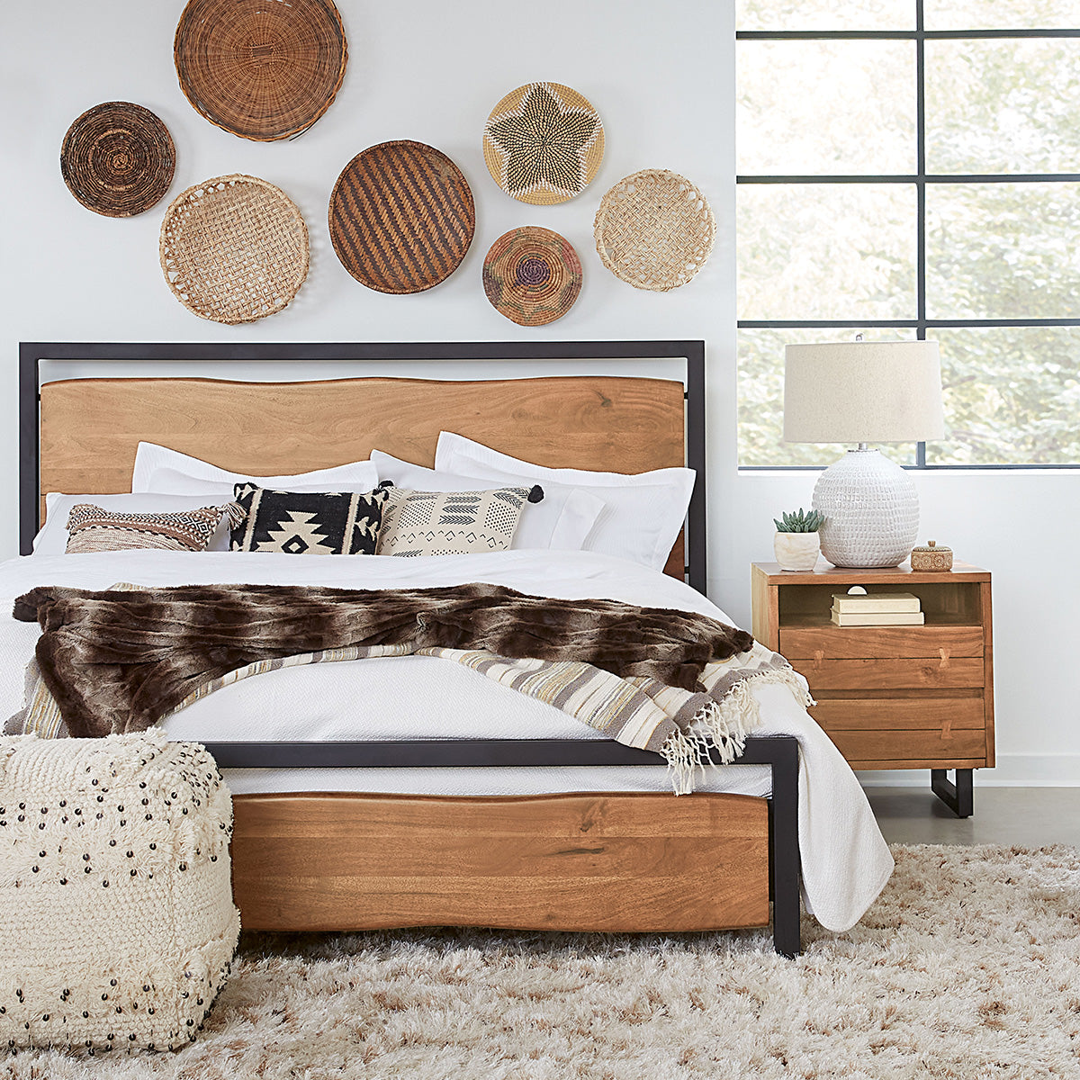 24" Smoked Acacia Wood Nightstand