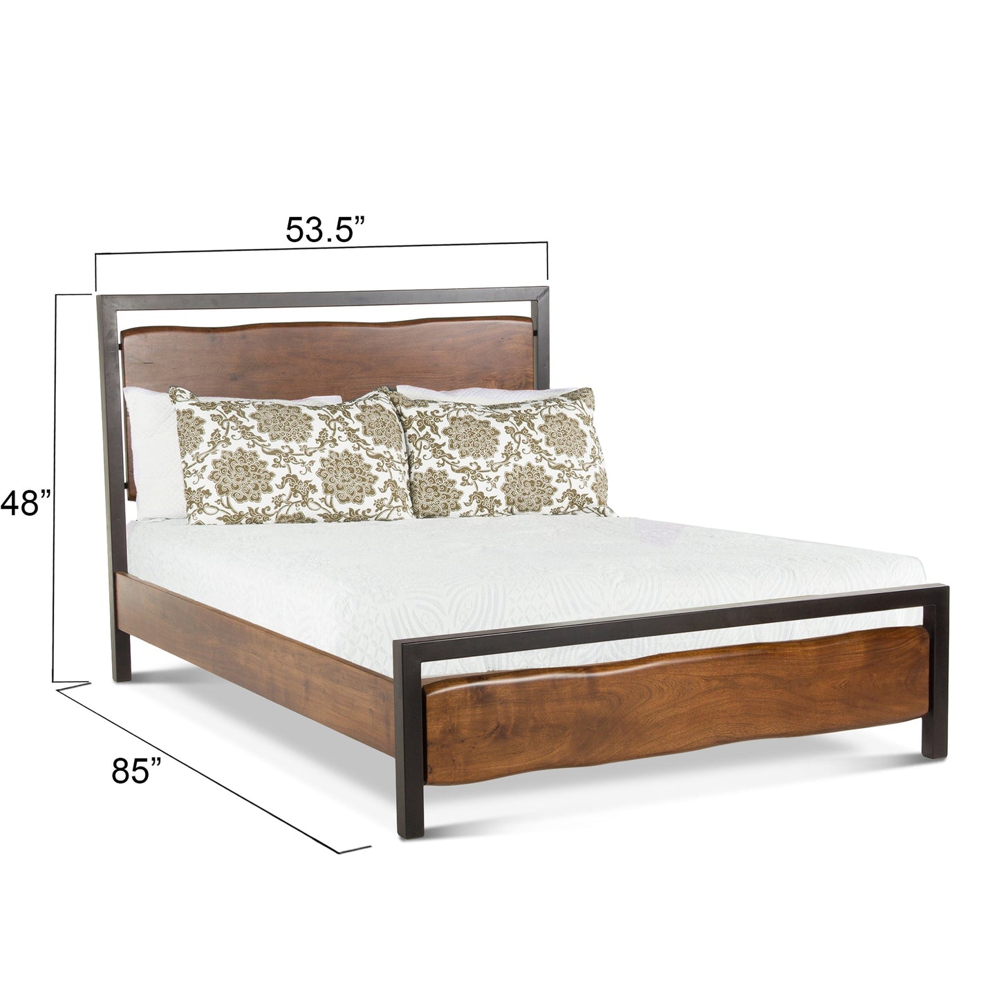 63" Walnut Queen Size Bed