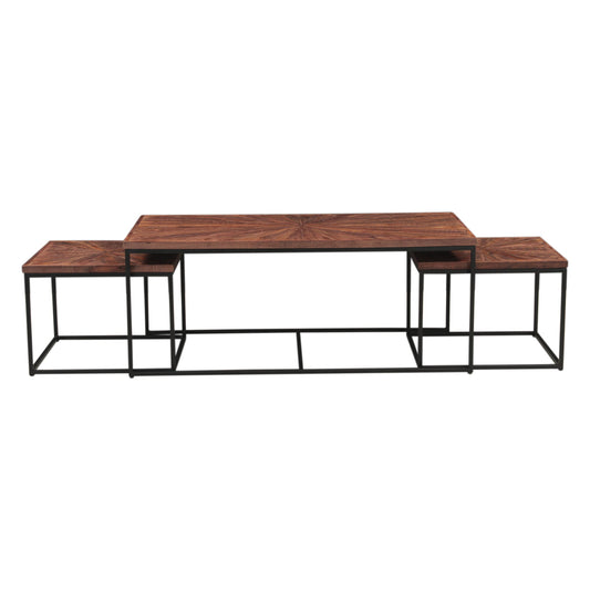 47" Sunburst Brownstone Acacia Coffee Table
