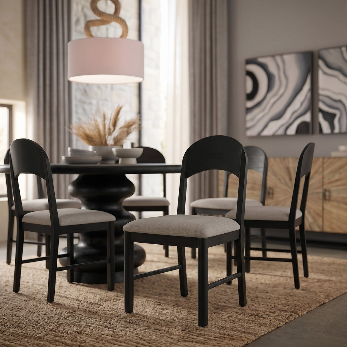 18" Upholstered Dining Chair in Black