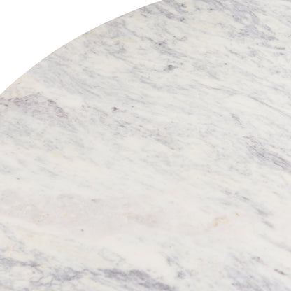 54" White Marble and Reclaimed Teak Wood Round Table