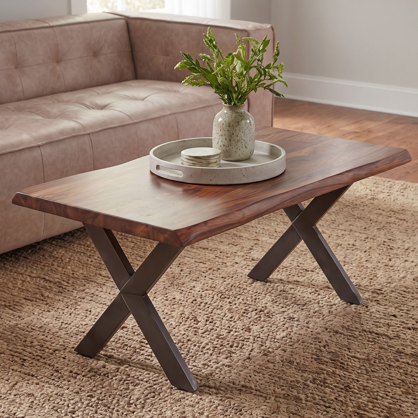 46" Natural Sheesham Wood Coffee Table