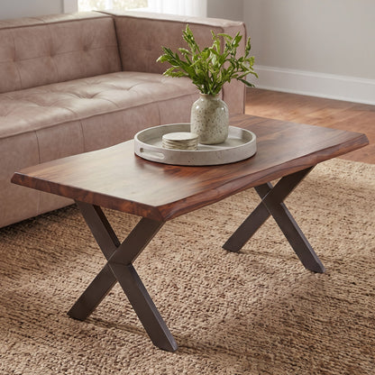 46" Natural Sheesham Wood Coffee Table