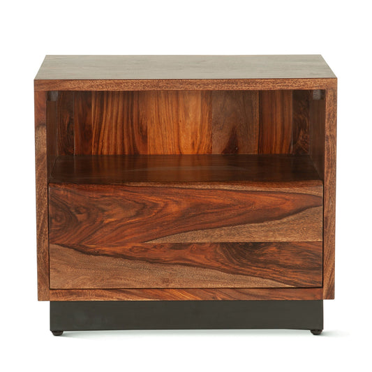 26" Natural Sheesham Wood Nightstand