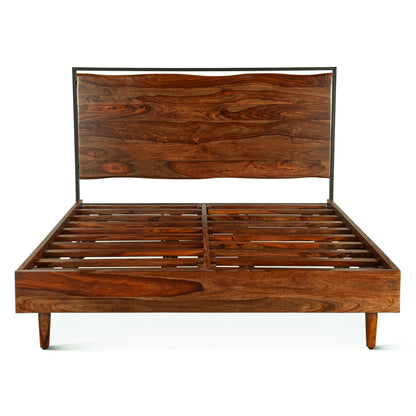 64" Natural Sheesham Wood Queen Size Bed