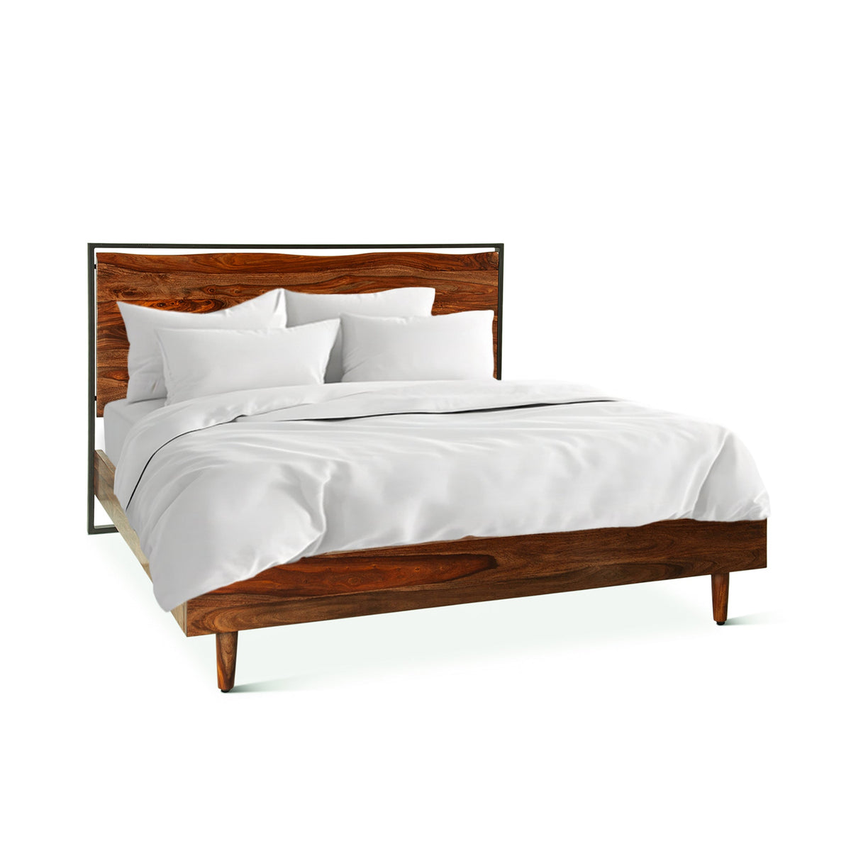 64" Natural Sheesham Wood Queen Size Bed