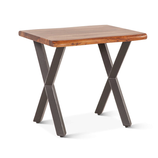 26" Natural Sheesham Wood Side Table